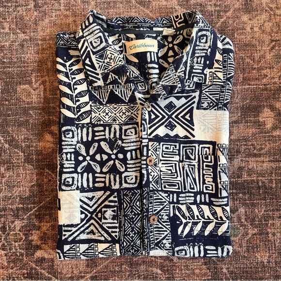 Caribbean Silk Blend Pattern Button Up | Men’s XL - Picture 6 of 8